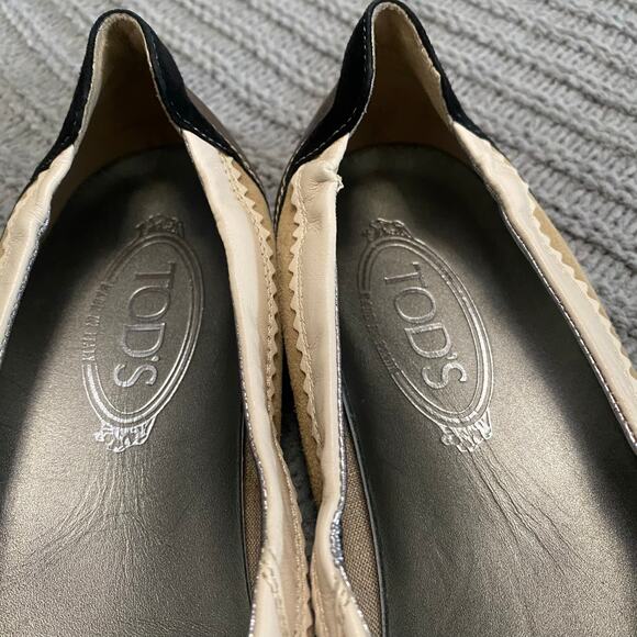 Tod's Suede Leather Ballet Flats Size  EU 40 US 10 Clean Girl Career Minimalist - Picture 9 of 10